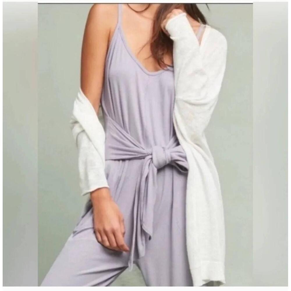 Anthropologie Saturday Sunday Lavender Belted Sleeveless Lounge Jumpsuit - Picture 2 of 12